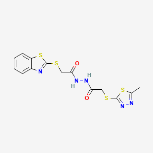 2-(1,3-benzothiazol-2-ylsulfanyl)-N'-{[(5-methyl-1,3,4-thiadiazol-2-yl)sulfanyl]acetyl}acetohydrazide