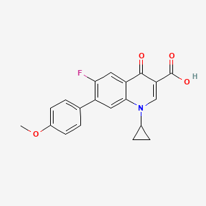 molecular formula C20H16FNO4 B1247357 3-Quinolinecarboxylicacid, 1-cyclopropyl-6-fluoro-1,4-dihydro-7-(4-methoxyphenyl)-4-oxo- 