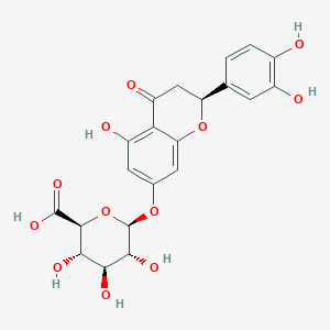 molecular formula C21H20O12 B1247359 (2S)-eriodictoyl-7-O-beta-D-glucopyranosiduronic acid 