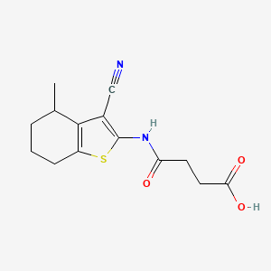 molecular formula C14H16N2O3S B12473644 4-[(3-Cyano-4-methyl-4,5,6,7-tetrahydro-1-benzothiophen-2-yl)amino]-4-oxobutanoic acid 