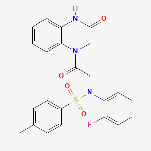 molecular formula C23H20FN3O4S B12473664 N-(2-fluorophenyl)-4-methyl-N-[2-oxo-2-(3-oxo-3,4-dihydroquinoxalin-1(2H)-yl)ethyl]benzenesulfonamide 