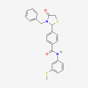 4-(3-benzyl-4-oxo-1,3-thiazolidin-2-yl)-N-[3-(methylsulfanyl)phenyl]benzamide