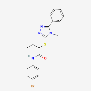 molecular formula C19H19BrN4OS B12473702 N-(4-bromophenyl)-2-[(4-methyl-5-phenyl-1,2,4-triazol-3-yl)sulfanyl]butanamide 