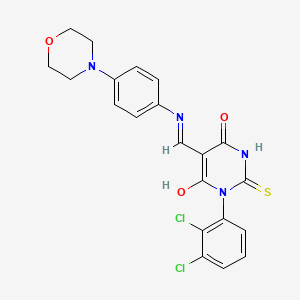 (5E)-1-(2,3-dichlorophenyl)-5-({[4-(morpholin-4-yl)phenyl]amino}methylidene)-2-thioxodihydropyrimidine-4,6(1H,5H)-dione