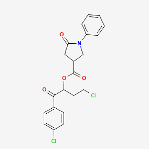 4-Chloro-1-(4-chlorophenyl)-1-oxobutan-2-yl 5-oxo-1-phenylpyrrolidine-3-carboxylate