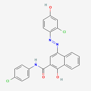 molecular formula C23H15Cl2N3O3 B12473909 4-[(E)-(2-chloro-4-hydroxyphenyl)diazenyl]-N-(4-chlorophenyl)-1-hydroxynaphthalene-2-carboxamide 