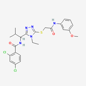 2,4-dichloro-N-{1-[4-ethyl-5-({2-[(3-methoxyphenyl)amino]-2-oxoethyl}sulfanyl)-4H-1,2,4-triazol-3-yl]-2-methylpropyl}benzamide