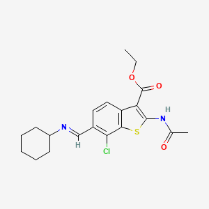 ethyl 2-(acetylamino)-7-chloro-6-[(E)-(cyclohexylimino)methyl]-1-benzothiophene-3-carboxylate