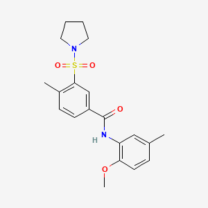 N-(2-methoxy-5-methylphenyl)-4-methyl-3-(pyrrolidin-1-ylsulfonyl)benzamide