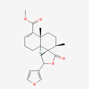 molecular formula C21H26O5 B1247401 methyl (4aS,5R,6R,8aR)-5'-(furan-3-yl)-6,8a-dimethyl-2'-oxospiro[3,4,4a,6,7,8-hexahydronaphthalene-5,3'-oxolane]-1-carboxylate 