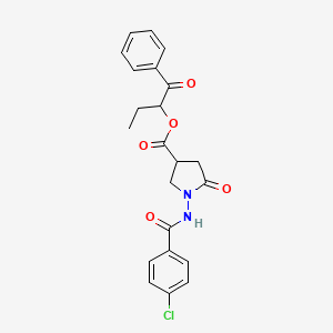 1-Oxo-1-phenylbutan-2-yl 1-{[(4-chlorophenyl)carbonyl]amino}-5-oxopyrrolidine-3-carboxylate