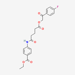 molecular formula C22H22FNO6 B12474025 Ethyl 4-({5-[2-(4-fluorophenyl)-2-oxoethoxy]-5-oxopentanoyl}amino)benzoate 