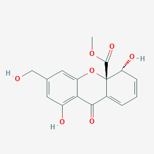 molecular formula C16H14O7 B1247413 甲基 (4R,4aS)-4,8-二羟基-6-(羟甲基)-9-氧代-4,9-二氢-4aH-黄嘌呤-4a-羧酸酯 