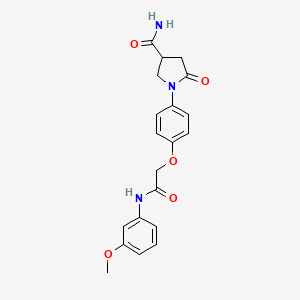 molecular formula C20H21N3O5 B12474134 1-(4-{2-[(3-Methoxyphenyl)amino]-2-oxoethoxy}phenyl)-5-oxopyrrolidine-3-carboxamide 