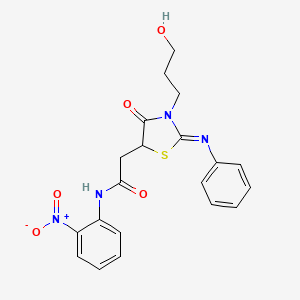 2-[(2Z)-3-(3-hydroxypropyl)-4-oxo-2-(phenylimino)-1,3-thiazolidin-5-yl]-N-(2-nitrophenyl)acetamide