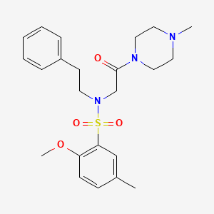 molecular formula C23H31N3O4S B12474211 2-methoxy-5-methyl-N-[2-(4-methylpiperazin-1-yl)-2-oxoethyl]-N-(2-phenylethyl)benzenesulfonamide 