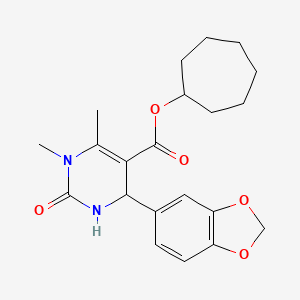 Cycloheptyl 4-(1,3-benzodioxol-5-yl)-1,6-dimethyl-2-oxo-1,2,3,4-tetrahydropyrimidine-5-carboxylate