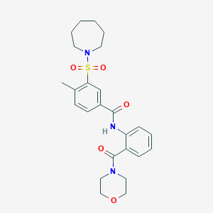 molecular formula C25H31N3O5S B12474248 3-(azepan-1-ylsulfonyl)-4-methyl-N-[2-(morpholin-4-ylcarbonyl)phenyl]benzamide 