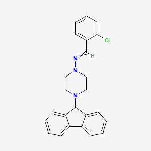 molecular formula C24H22ClN3 B12474251 N-(2-chlorobenzylidene)-4-(9H-fluoren-9-yl)piperazin-1-amine 