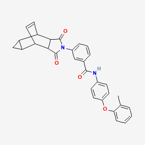 molecular formula C31H26N2O4 B12474259 3-(1,3-dioxooctahydro-4,6-ethenocyclopropa[f]isoindol-2(1H)-yl)-N-[4-(2-methylphenoxy)phenyl]benzamide 