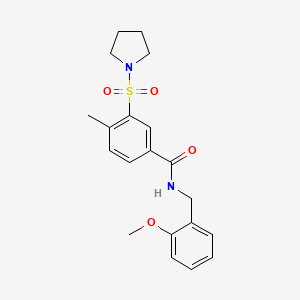 N-(2-methoxybenzyl)-4-methyl-3-(pyrrolidin-1-ylsulfonyl)benzamide