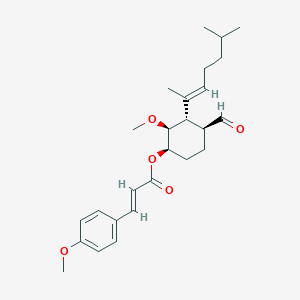 molecular formula C26H36O5 B1247447 (1R,2S,3S,4S)-4-甲酰基-2-甲氧基-3-[(2E)-6-甲基庚-2-烯-2-基]环己基 (2E)-3-(4-甲氧基苯基)丙烯酸酯 