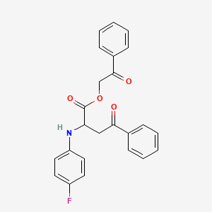 molecular formula C24H20FNO4 B12474495 2-Oxo-2-phenylethyl 2-[(4-fluorophenyl)amino]-4-oxo-4-phenylbutanoate 