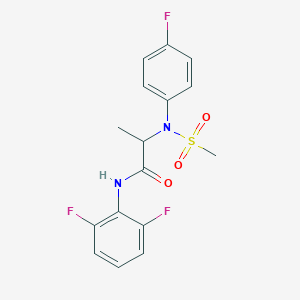 molecular formula C16H15F3N2O3S B12474549 N-(2,6-difluorophenyl)-N~2~-(4-fluorophenyl)-N~2~-(methylsulfonyl)alaninamide 