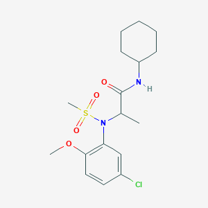 molecular formula C17H25ClN2O4S B12474552 N~2~-(5-chloro-2-methoxyphenyl)-N-cyclohexyl-N~2~-(methylsulfonyl)alaninamide 