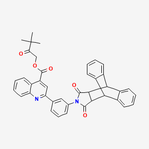 molecular formula C40H32N2O5 B12474602 3,3-Dimethyl-2-oxobutyl 2-[3-(16,18-dioxo-17-azapentacyclo[6.6.5.0~2,7~.0~9,14~.0~15,19~]nonadeca-2,4,6,9,11,13-hexaen-17-yl)phenyl]quinoline-4-carboxylate (non-preferred name) 