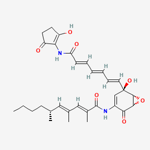 molecular formula C31H38N2O7 B1247462 (2E,4E,6R)-N-[(1S,5R,6R)-5-羟基-5-[(1E,3E,5E)-7-[(2-羟基-5-氧代环戊烯-1-基)氨基]-7-氧代庚-1,3,5-三烯基]-2-氧代-7-氧杂双环[4.1.0]庚-3-烯-3-基]-2,4,6-三甲基癸-2,4-二烯酰胺 