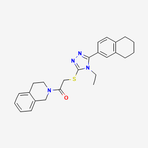 molecular formula C25H28N4OS B12474647 1-(3,4-dihydroisoquinolin-2(1H)-yl)-2-{[4-ethyl-5-(5,6,7,8-tetrahydronaphthalen-2-yl)-4H-1,2,4-triazol-3-yl]sulfanyl}ethanone 