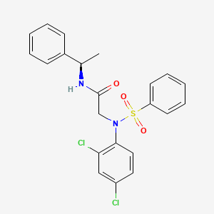 molecular formula C22H20Cl2N2O3S B12474651 2-[N-(2,4-Dichlorophenyl)benzenesulfonamido]-N-[(1R)-1-phenylethyl]acetamide 