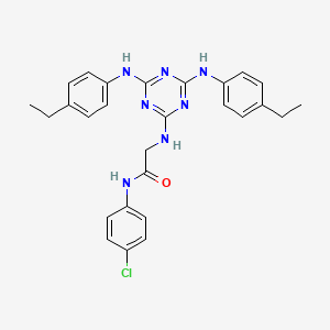 molecular formula C27H28ClN7O B12474659 N~2~-{4,6-bis[(4-ethylphenyl)amino]-1,3,5-triazin-2-yl}-N-(4-chlorophenyl)glycinamide 