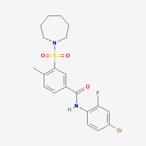 molecular formula C20H22BrFN2O3S B12474666 3-(azepan-1-ylsulfonyl)-N-(4-bromo-2-fluorophenyl)-4-methylbenzamide 