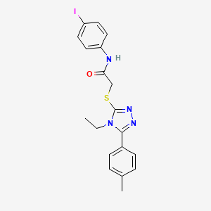 molecular formula C19H19IN4OS B12474710 2-{[4-ethyl-5-(4-methylphenyl)-4H-1,2,4-triazol-3-yl]sulfanyl}-N-(4-iodophenyl)acetamide 