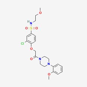 molecular formula C22H28ClN3O6S B12474719 3-chloro-N-(2-methoxyethyl)-4-{2-[4-(2-methoxyphenyl)piperazin-1-yl]-2-oxoethoxy}benzenesulfonamide 