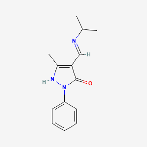 molecular formula C14H17N3O B12474723 (4Z)-5-methyl-2-phenyl-4-[(propan-2-ylamino)methylidene]-2,4-dihydro-3H-pyrazol-3-one 