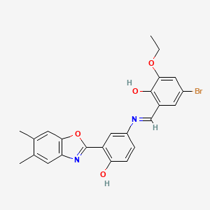 4-bromo-2-[(E)-{[3-(5,6-dimethyl-1,3-benzoxazol-2-yl)-4-hydroxyphenyl]imino}methyl]-6-ethoxyphenol