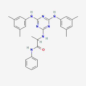 molecular formula C28H31N7O B12474742 N~2~-{4,6-bis[(3,5-dimethylphenyl)amino]-1,3,5-triazin-2-yl}-N-phenylalaninamide 