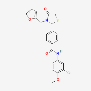 molecular formula C22H19ClN2O4S B12474767 N-(3-chloro-4-methoxyphenyl)-4-[3-(furan-2-ylmethyl)-4-oxo-1,3-thiazolidin-2-yl]benzamide 