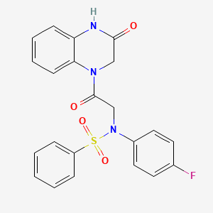 molecular formula C22H18FN3O4S B12474809 N-(4-fluorophenyl)-N-[2-oxo-2-(3-oxo-3,4-dihydroquinoxalin-1(2H)-yl)ethyl]benzenesulfonamide 