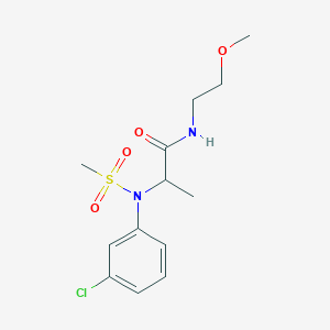 molecular formula C13H19ClN2O4S B12474860 N~2~-(3-chlorophenyl)-N-(2-methoxyethyl)-N~2~-(methylsulfonyl)alaninamide 