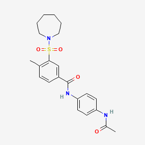 molecular formula C22H27N3O4S B12474872 N-[4-(acetylamino)phenyl]-3-(azepan-1-ylsulfonyl)-4-methylbenzamide 