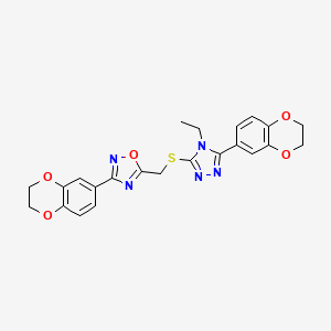 3-(2,3-dihydro-1,4-benzodioxin-6-yl)-5-({[5-(2,3-dihydro-1,4-benzodioxin-6-yl)-4-ethyl-4H-1,2,4-triazol-3-yl]sulfanyl}methyl)-1,2,4-oxadiazole