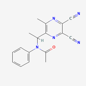 molecular formula C17H15N5O B1247492 N-[1-(5,6-二氰基-3-甲基-2-吡嗪基)乙基]-N-苯基乙酰胺 