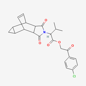 molecular formula C24H24ClNO5 B12474953 2-(4-chlorophenyl)-2-oxoethyl 2-(1,3-dioxooctahydro-4,6-ethenocyclopropa[f]isoindol-2(1H)-yl)-3-methylbutanoate 