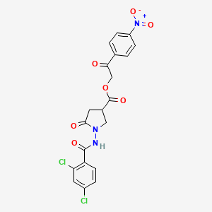 2-(4-Nitrophenyl)-2-oxoethyl 1-{[(2,4-dichlorophenyl)carbonyl]amino}-5-oxopyrrolidine-3-carboxylate