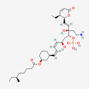 molecular formula C34H56NO10P B1247498 [(1S,3R)-3-[(1Z,3Z,5R,7R,8R,9E)-8-(2-aminoethyl)-10-[(2S,3S)-3-ethyl-6-oxo-2,3-dihydropyran-2-yl]-5,8-dihydroxy-7-phosphonooxydeca-1,3,9-trienyl]cyclohexyl] (6S)-6-methyloctanoate 