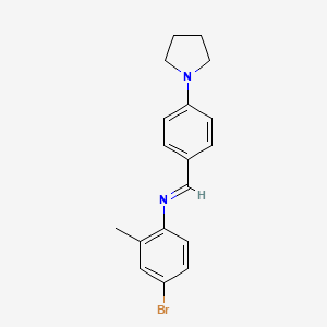 molecular formula C18H19BrN2 B12474990 4-bromo-2-methyl-N-{(E)-[4-(pyrrolidin-1-yl)phenyl]methylidene}aniline 